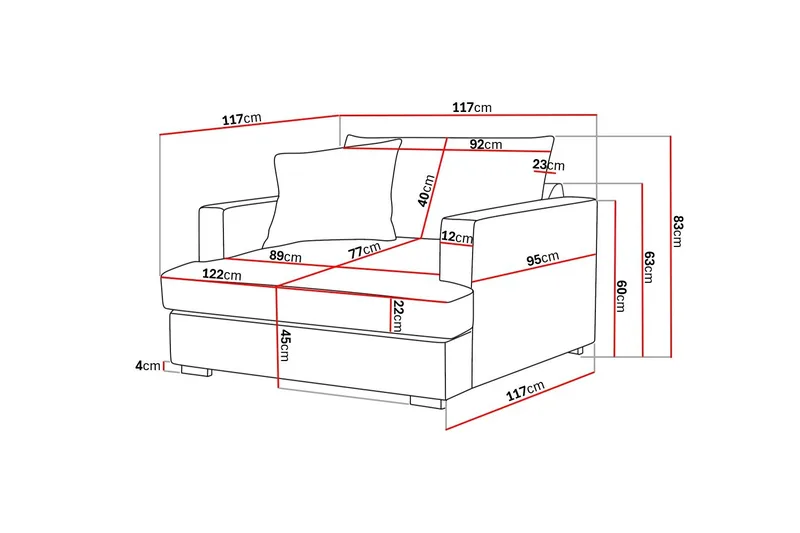 Rossita lyx Extra djup Fåtölj - Beige Tyg - Möbler - Vardagsrum - Fåtöljer