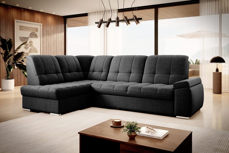 Sajana Bäddsoffa m. Schäslong 3-sits, Svart