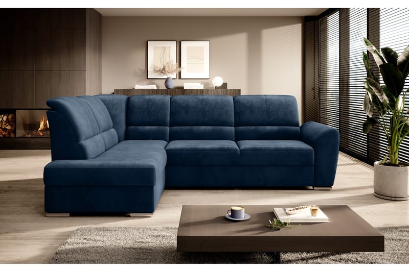 Sajmon Bäddsoffa m. Schäslong 3-sits - Mörkblå - Möbler - Vardagsrum - Bäddsoffor