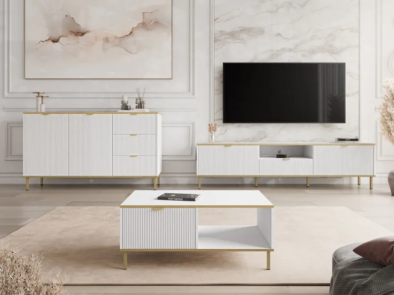 Salmor Möbelset För Vardagsrum - Vit - Möbler - Vardagsrum - Möbelset för vardagsrum