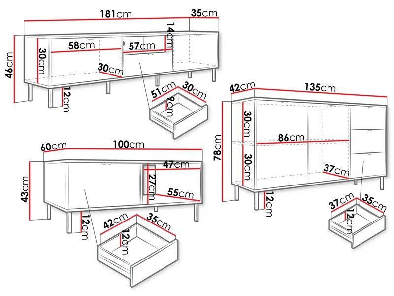 Salmor Möbelset För Vardagsrum - Vit - Möbler - Vardagsrum - Möbelset för vardagsrum