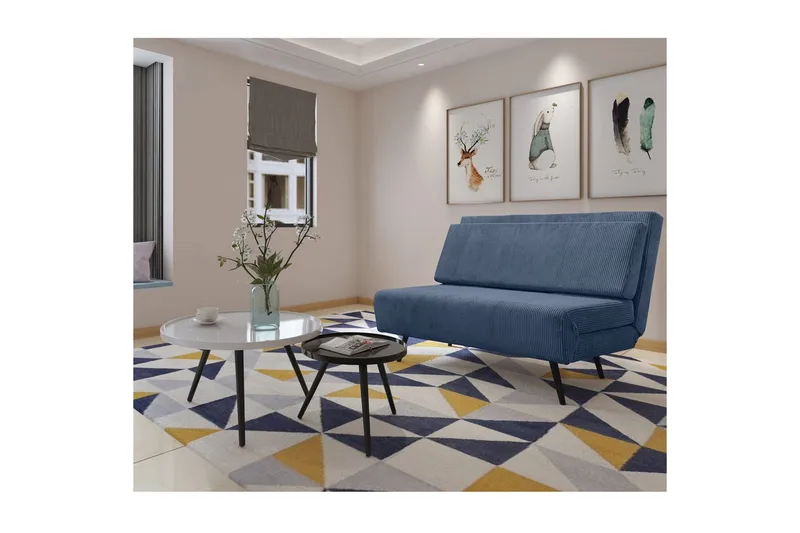 Sängsoffa Mallory Blå, Manchester/Metall/Trä - Blå, Manchester/Metall/Trä - Möbler - Vardagsrum - Bäddsoffor