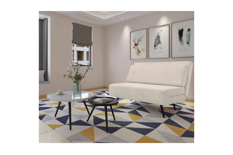 Sängsoffa Mallory Kräm, Manchester/Metall/Trä - Kräm, Manchester/Metall/Trä - Möbler - Vardagsrum - Bäddsoffor