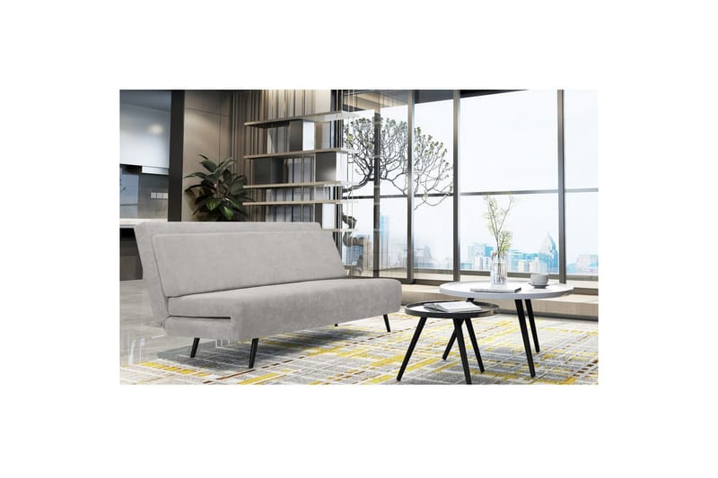 Sängsoffa Mallory Ljusgrå, Linnetyg/Metall/Trä - Ljusgrå, Linnetyg/Metall/Trä - Möbler - Vardagsrum - Bäddsoffor