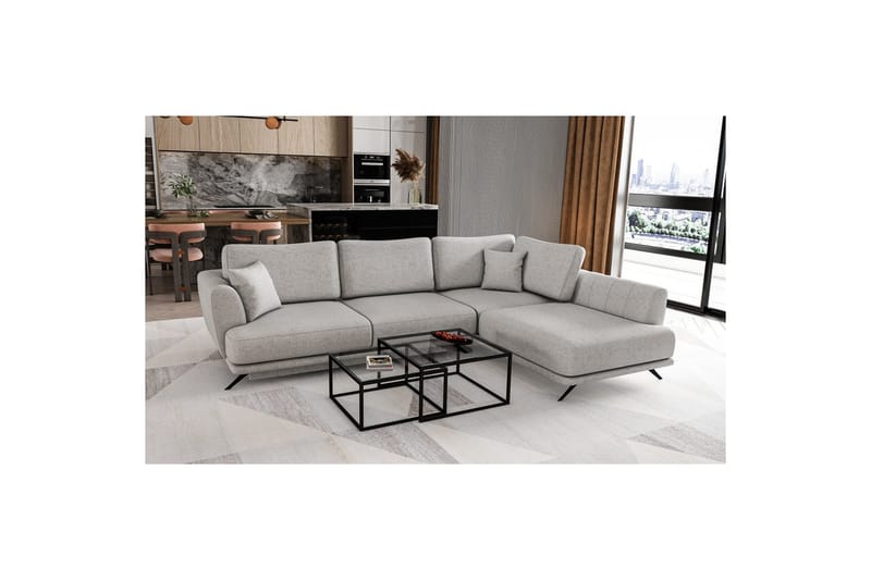 Sektion Eltap Larde 286x191x90 cm - Borneo 4, Grå, Höger - Möbler - Vardagsrum - Bäddsoffor