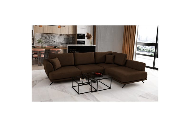 Sektion Eltap Larde 286x191x90 cm - Flores 21, Brun, Höger - Möbler - Vardagsrum - Bäddsoffor