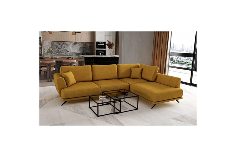 Sektion Eltap Larde 286x191x90 cm - Gojo 45, Gul, Höger - Möbler - Vardagsrum - Bäddsoffor