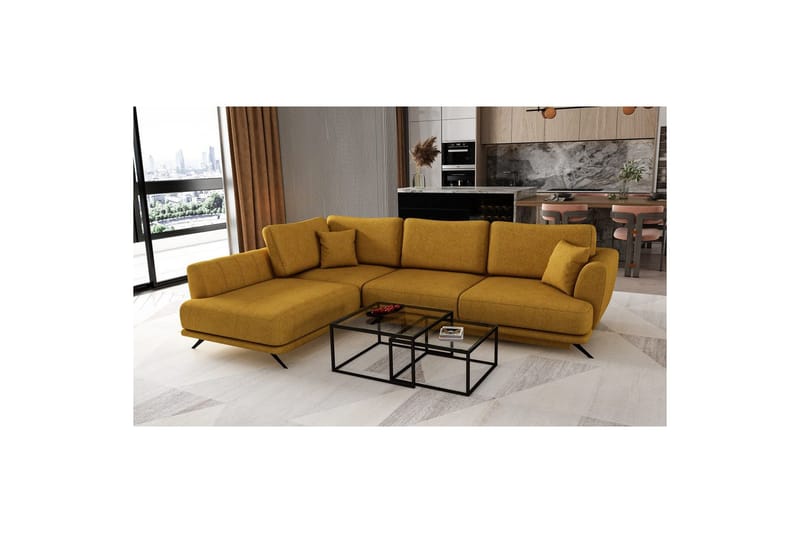 Sektion Eltap Larde 286x191x90 cm - Gojo 45, Gul, Vänster - Möbler - Vardagsrum - Bäddsoffor