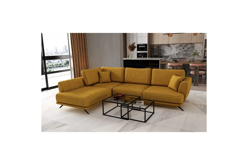 Sektion Eltap Larde 286x191x90 cm - Gojo 45, Gul, Vänster - Möbler - Vardagsrum - Bäddsoffor