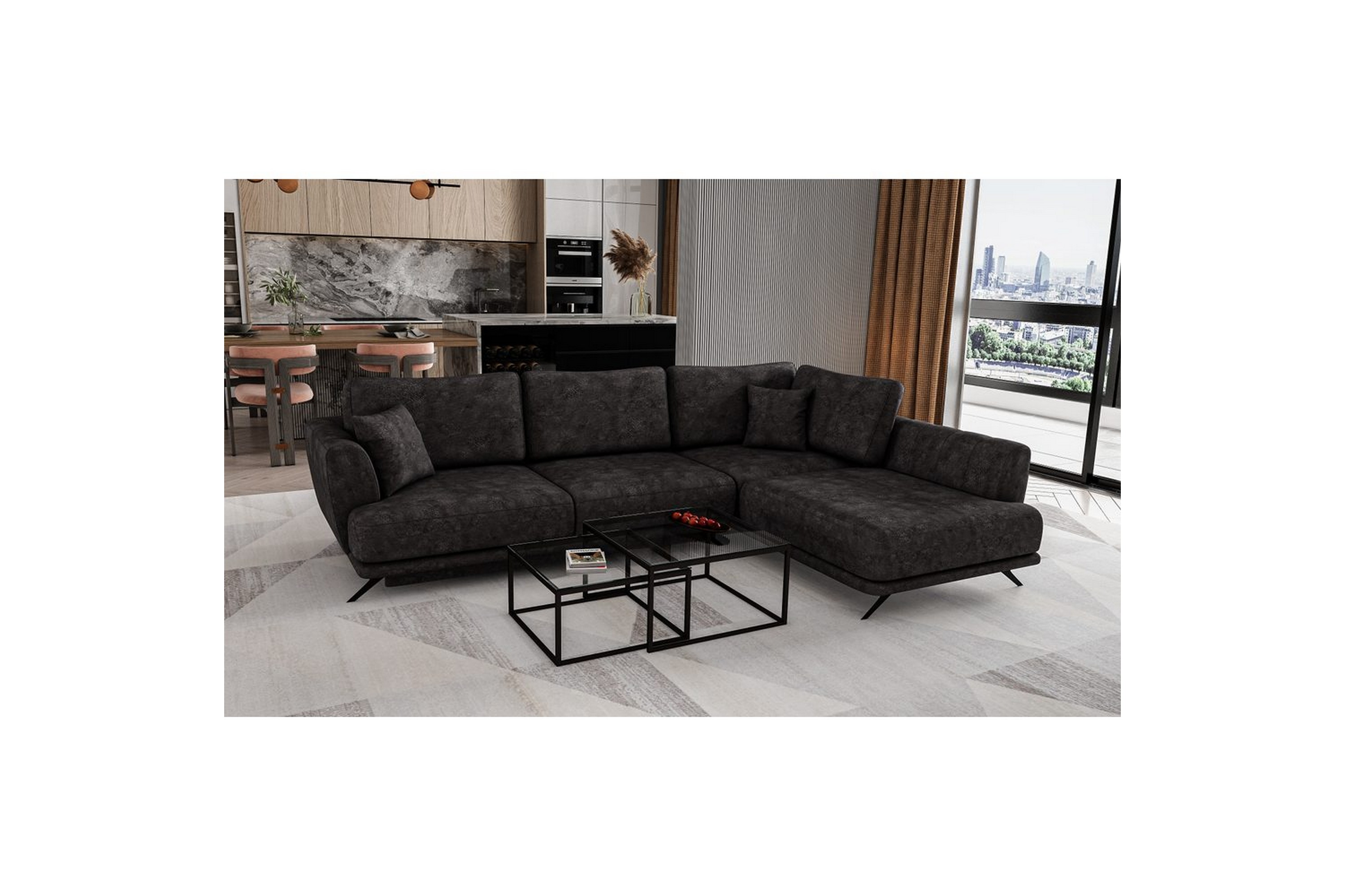 sektion eltap larde 286x191x90 cm - leve 6, mörkgrå, höger