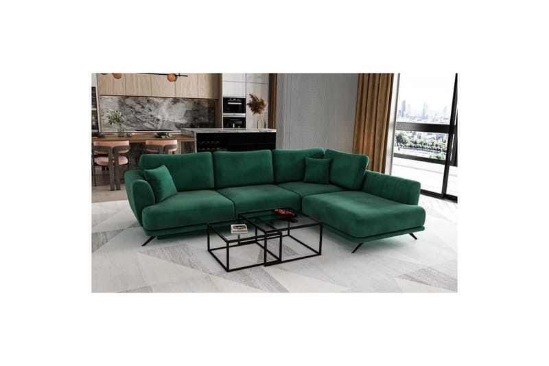 Sektion Eltap Larde 286x191x90 cm - Loco 35, Mörkgrön, Höger - Möbler - Vardagsrum - Bäddsoffor