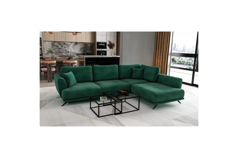 Sektion Eltap Larde 286x191x90 cm - Loco 35, Mörkgrön, Höger - Möbler - Vardagsrum - Bäddsoffor