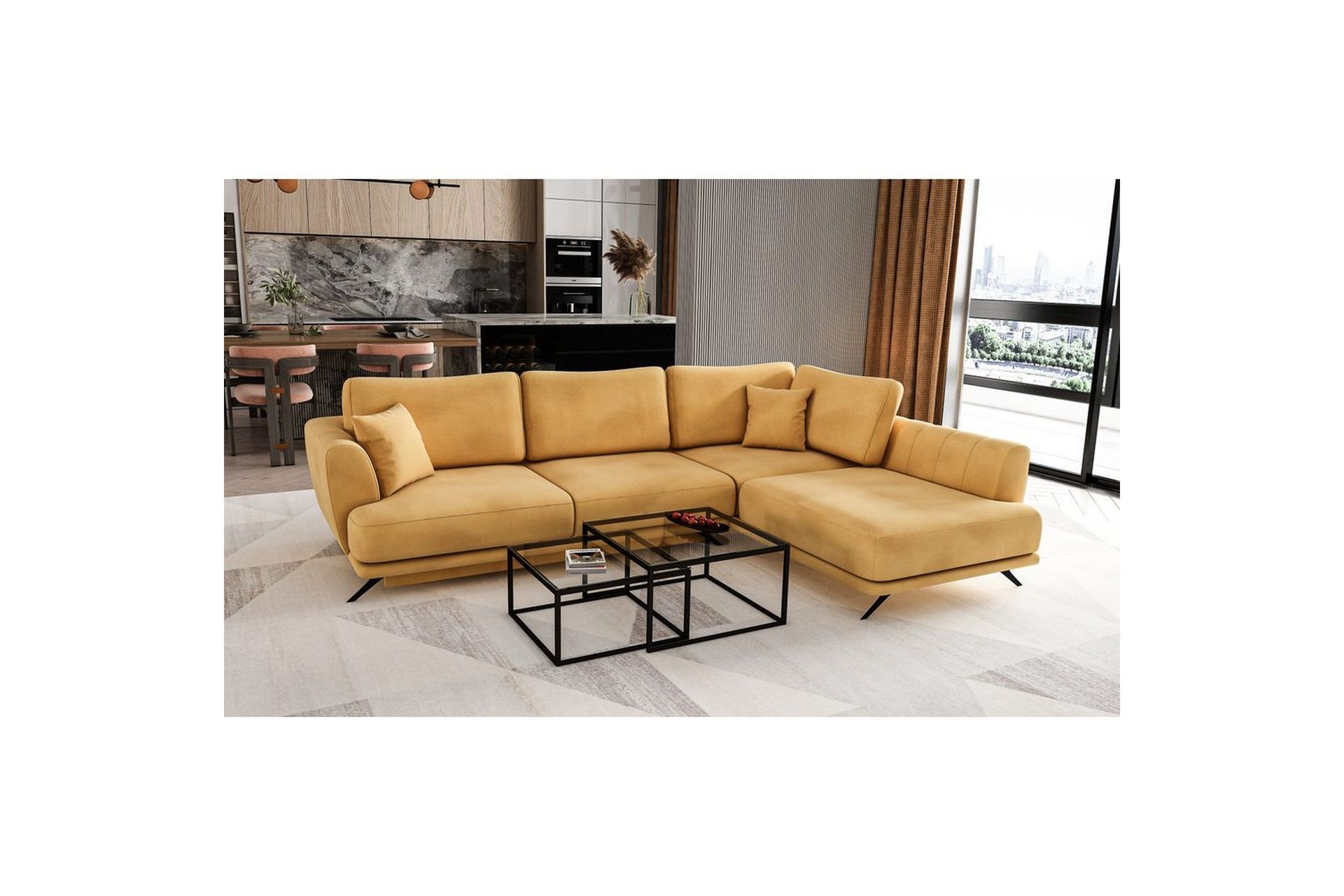 sektion eltap larde 286x191x90 cm - loco 45, gul, höger