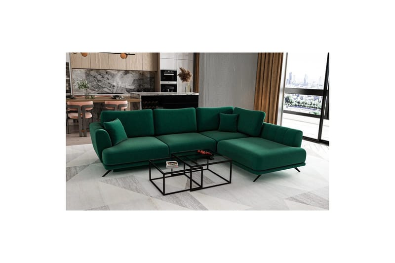 Sektion Eltap Larde 286x191x90 cm - Lukso 35, Mörkgrön, Höger - Möbler - Vardagsrum - Bäddsoffor
