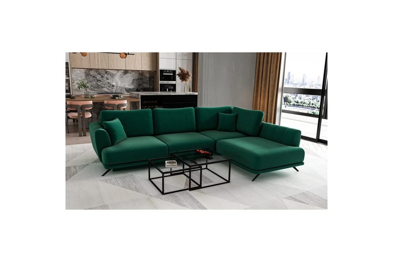 Sektion Eltap Larde 286x191x90 cm - Lukso 35, Mörkgrön, Höger - Möbler - Vardagsrum - Bäddsoffor