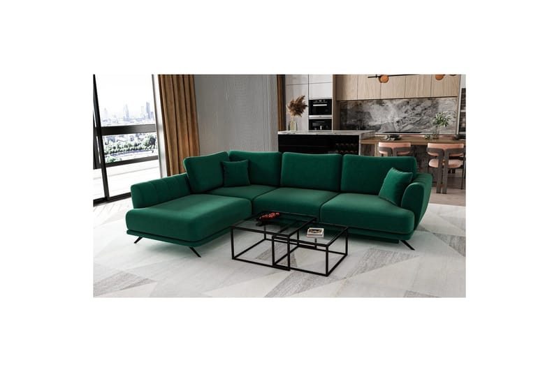 Sektion Eltap Larde 286x191x90 cm - Lukso 35, Mörkgrön, Vänster - Möbler - Vardagsrum - Bäddsoffor