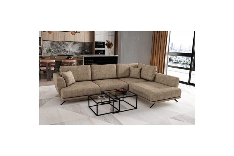 Sektion Eltap Larde 286x191x90 cm - Marte 20, Beige, Höger - Möbler - Vardagsrum - Bäddsoffor