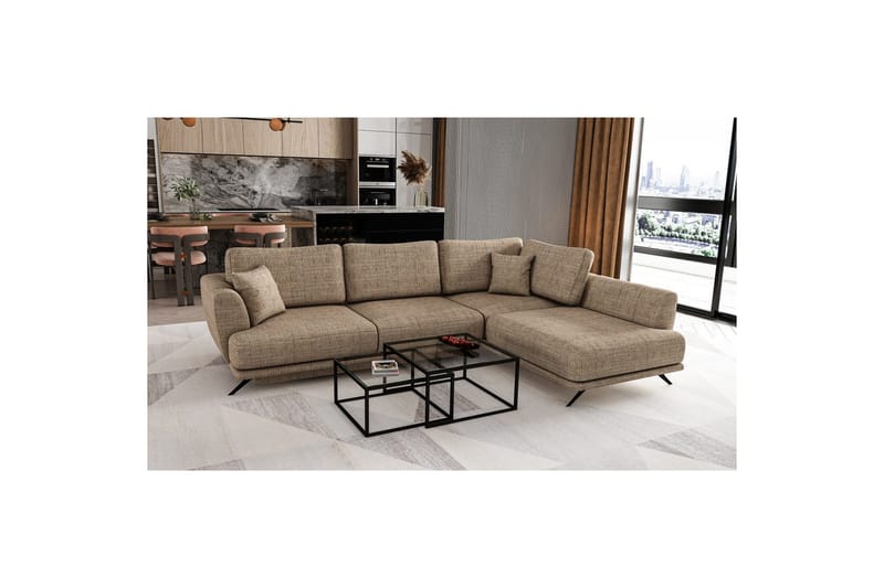 Sektion Eltap Larde 286x191x90 cm - Marte 20, Beige, Höger - Möbler - Vardagsrum - Bäddsoffor