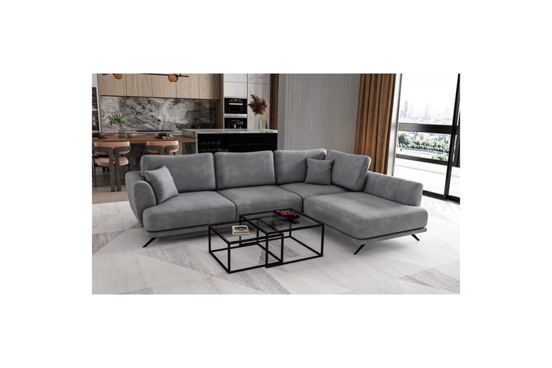 Sektion Eltap Larde 286x191x90 cm - Nube 3, Ljusgrå, Höger - Möbler - Vardagsrum - Bäddsoffor