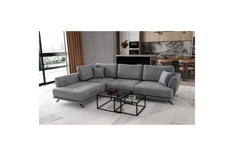 Sektion Eltap Larde 286x191x90 cm - Nube 3, Ljusgrå, Vänster - Möbler - Vardagsrum - Bäddsoffor