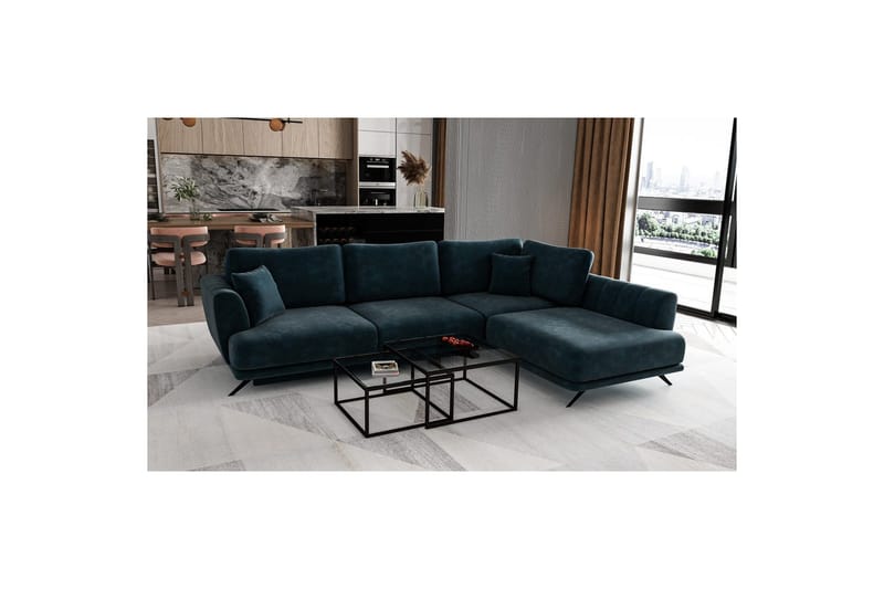 Sektion Eltap Larde 286x191x90 cm - Nube 40, Blå, Höger - Möbler - Vardagsrum - Bäddsoffor