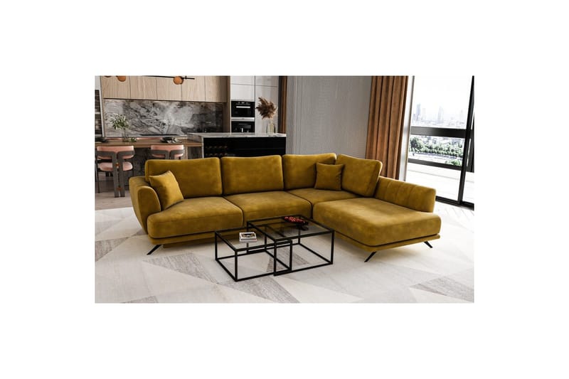 Sektion Eltap Larde 286x191x90 cm - Nube 45, Gul, Höger - Möbler - Vardagsrum - Bäddsoffor