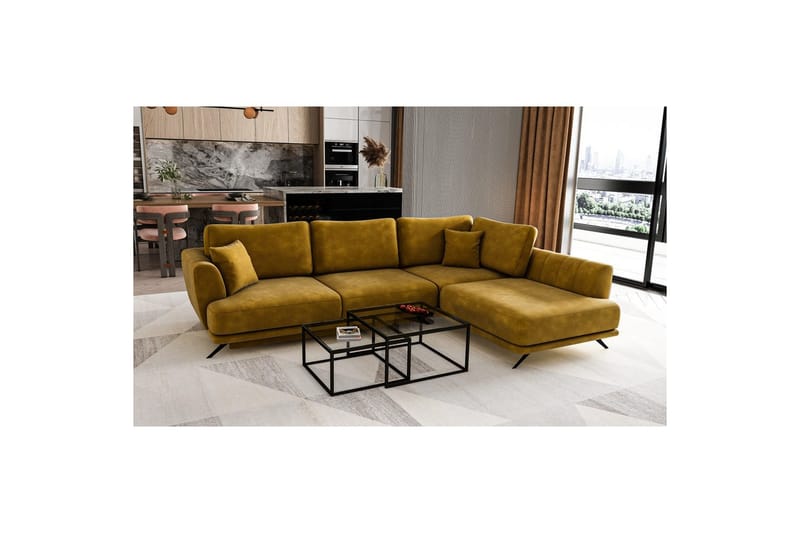 Sektion Eltap Larde 286x191x90 cm - Nube 45, Gul, Höger - Möbler - Vardagsrum - Bäddsoffor