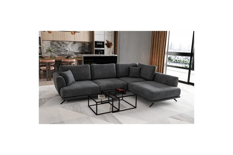 Sektion Eltap Larde 286x191x90 cm - Nube 6, Mörkgrå, Höger - Möbler - Vardagsrum - Bäddsoffor