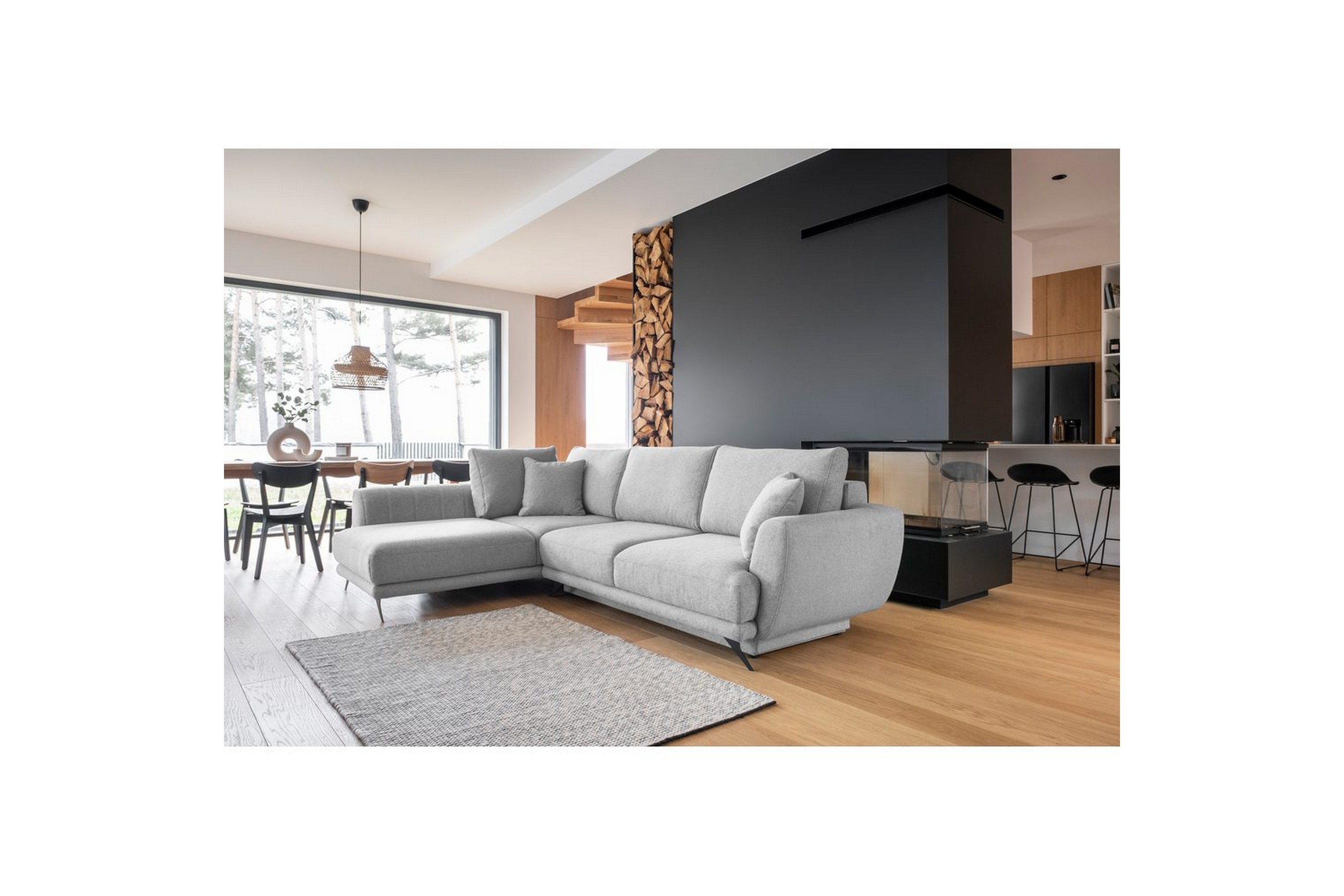 sektion eltap larde 286x191x90 cm - roko 4, grå, vänster