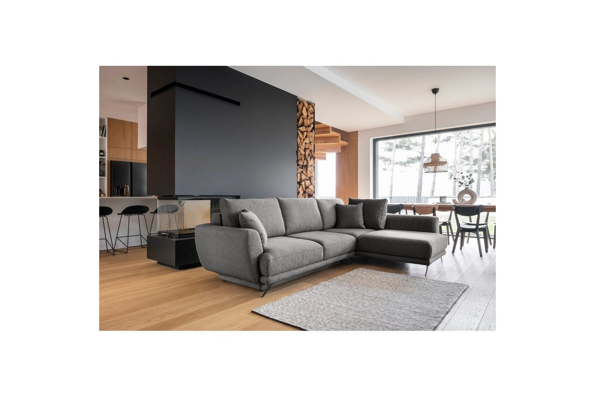 Sektion Eltap Larde 286x191x90 cm - Roko 5, M&ouml;rkgr&aring;, H&ouml;ger