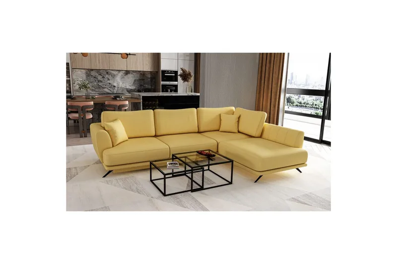 Sektion Eltap Larde 286x191x90 cm - Savoi 45, Gul, Höger - Möbler - Vardagsrum - Bäddsoffor