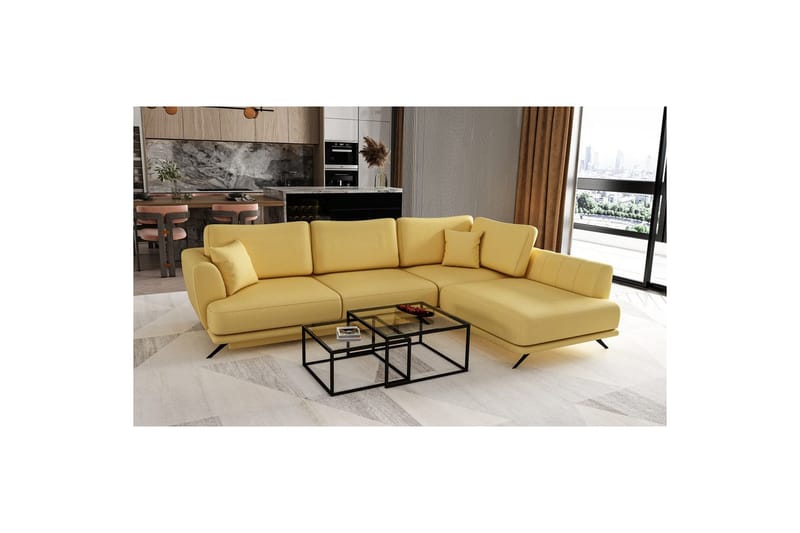 Sektion Eltap Larde 286x191x90 cm - Savoi 45, Gul, Höger - Möbler - Vardagsrum - Bäddsoffor