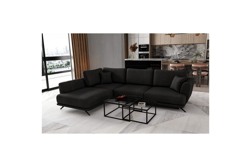 Sektion Eltap Larde 286x191x90 cm - Velvetmat 10, svart, Vänster - Möbler - Vardagsrum - Bäddsoffor