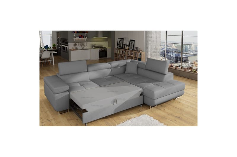 Sektionssoffa Eltap Anton 272x203x85 cm - Jarell 04, Ljusgrå, Höger - Möbler - Vardagsrum - Bäddsoffor