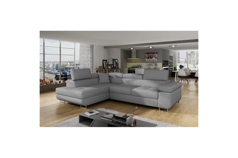 Sektionssoffa Eltap Anton 272x203x85 cm - Jarell 04, Ljusgrå, Vänster - Möbler - Vardagsrum - Bäddsoffor