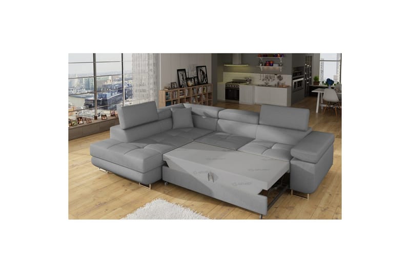 Sektionssoffa Eltap Anton 272x203x85 cm - Jarell 04, Ljusgrå, Vänster - Möbler - Vardagsrum - Bäddsoffor