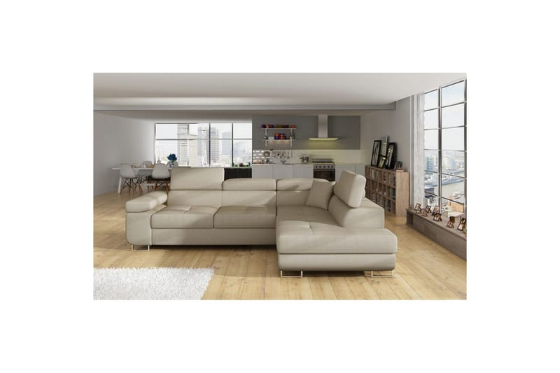 Sektionssoffa Eltap Anton 272x203x85 cm - Jarell 18, Ljusbeige, Höger - Möbler - Vardagsrum - Bäddsoffor