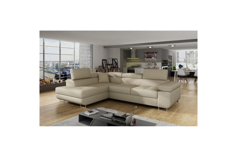 Sektionssoffa Eltap Anton 272x203x85 cm - Jarell 18, Ljusbeige, Vänster - Möbler - Vardagsrum - Bäddsoffor