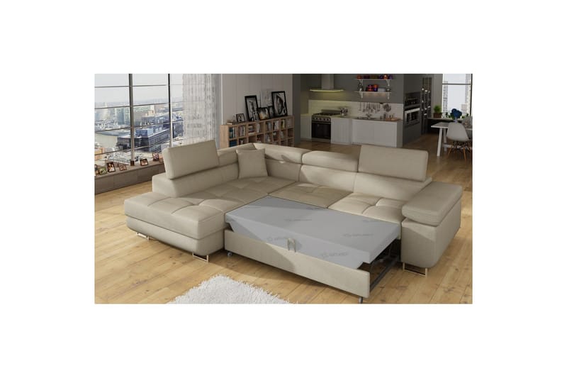 Sektionssoffa Eltap Anton 272x203x85 cm - Jarell 18, Ljusbeige, Vänster - Möbler - Vardagsrum - Bäddsoffor