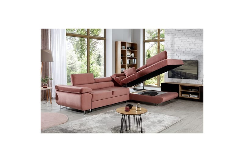 Sektionssoffa Eltap Anton 272x203x85 cm - Monolith 63, Rosa, Höger - Möbler - Vardagsrum - Bäddsoffor