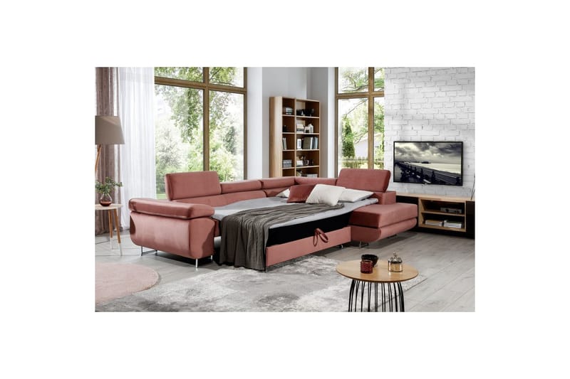 Sektionssoffa Eltap Anton 272x203x85 cm - Monolith 63, Rosa, Höger - Möbler - Vardagsrum - Bäddsoffor