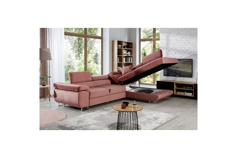 Sektionssoffa Eltap Anton 272x203x85 cm - Monolith 63, Rosa, Höger - Möbler - Vardagsrum - Bäddsoffor