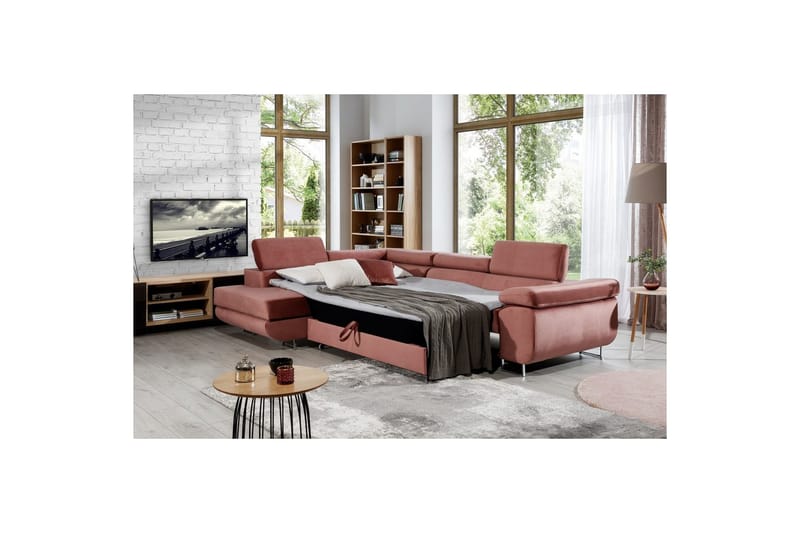 Sektionssoffa Eltap Anton 272x203x85 cm - Monolith 63, Rosa, Vänster - Möbler - Vardagsrum - Bäddsoffor