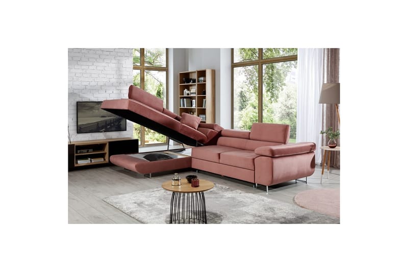 Sektionssoffa Eltap Anton 272x203x85 cm - Monolith 63, Rosa, Vänster - Möbler - Vardagsrum - Bäddsoffor