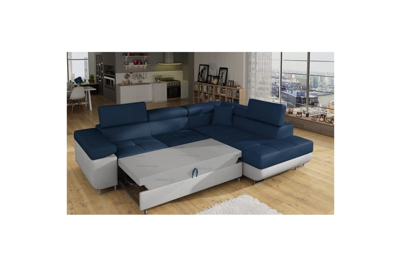 Sektionssoffa Eltap Anton 272x203x85 cm - Monolith 77, Monolith 84, Blå, Ljusgrå, Höger - Möbler - Vardagsrum - Bäddsoffor