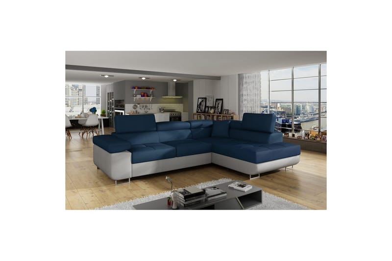 Sektionssoffa Eltap Anton 272x203x85 cm - Monolith 77, Monolith 84, Blå, Ljusgrå, Höger - Möbler - Vardagsrum - Bäddsoffor