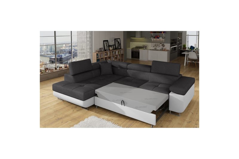 Sektionssoffa Eltap Anton 272x203x85 cm - Sawana 05, Soft 17, Grå, Vit, Vänster - Möbler - Vardagsrum - Bäddsoffor