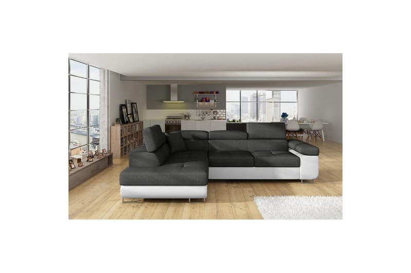 Sektionssoffa Eltap Anton 272x203x85 cm - Sawana 05, Soft 17, Grå, Vit, Vänster - Möbler - Vardagsrum - Bäddsoffor