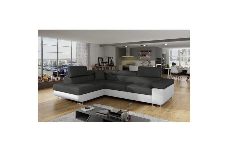 Sektionssoffa Eltap Anton 272x203x85 cm - Sawana 05, Soft 17, Grå, Vit, Vänster - Möbler - Vardagsrum - Bäddsoffor