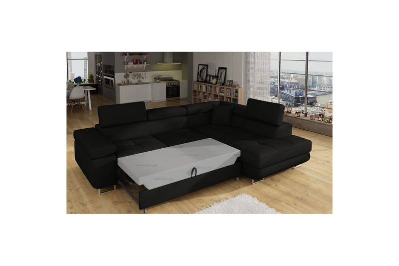 Sektionssoffa Eltap Anton 272x203x85 cm - Sawana 14, Svart, Höger - Möbler - Vardagsrum - Bäddsoffor